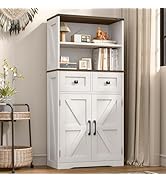 Emirde Farmhouse Storage Cabinet, Bathroom Cabinet with Drawer, Floor Storage Cabinet, Farmhouse ...