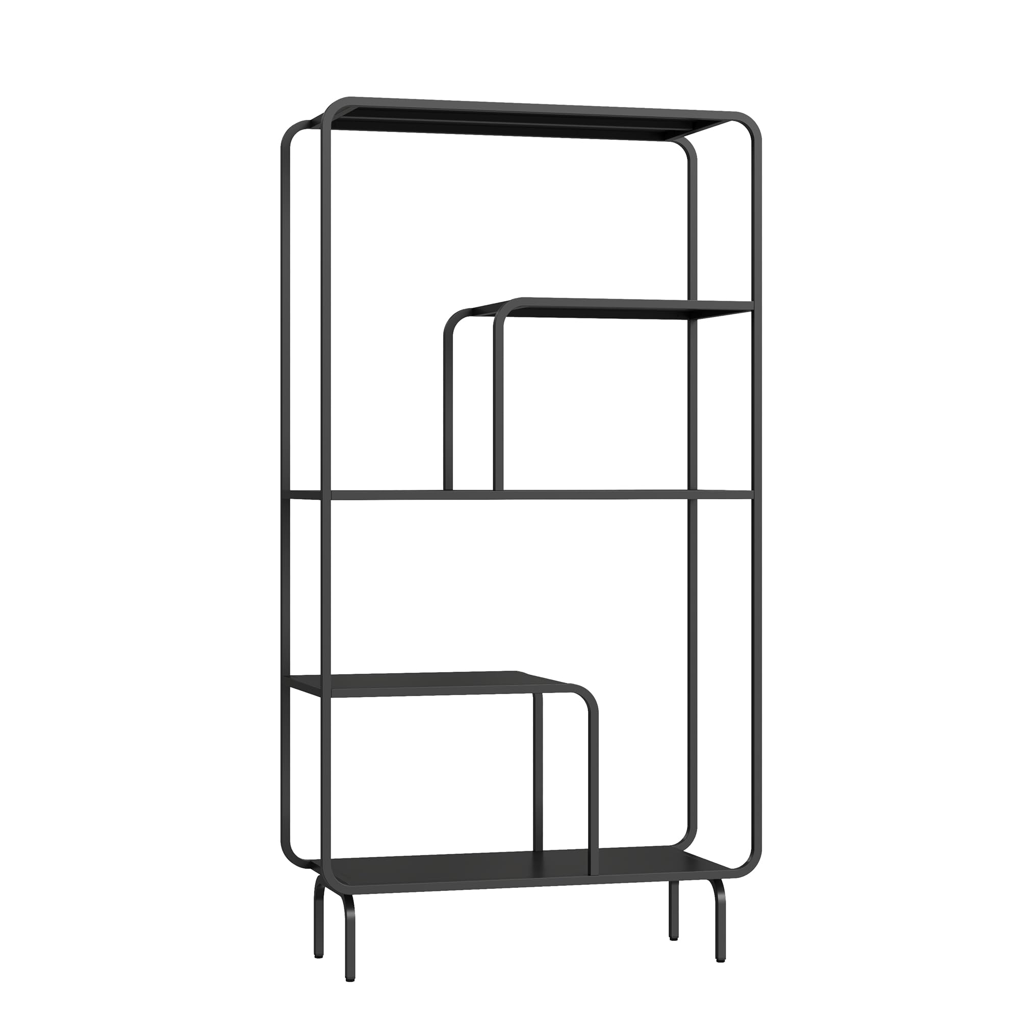 [en.casa] Regal Færder Bücherregal Industrial Standregal hoch Metall 145 x 76 x 33 cm Wohnzimmerregal multifunktional offenes Regal Ablagen modern Schwarz