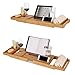 HOMFA Bamboo Bathtub Tray Bath Table Adjustable Caddy Tray with Extending Sides, Cellphone Tray and Wineglass Holder