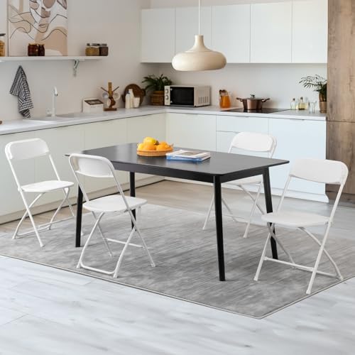Image of DUMOS Folding Chairs Sets of 4, 330lbs Capacity Plastic Stackable Home Office Chair, Portable Fold Up for Indoor Outdoor, Patio, Camping, Garden, Party, White