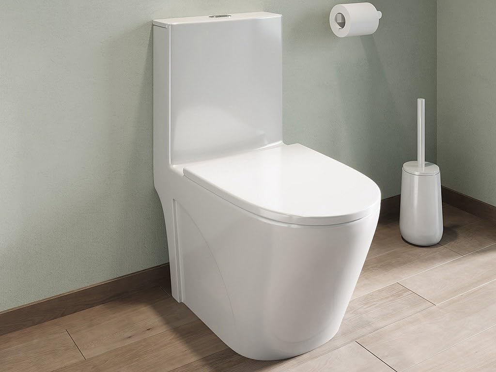 Vente-unique - WC à poser blanc brillant en céramique - Evacuation horizontale - NAGILAM