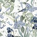 lenify Floral Wallpaper Peel and Stick Blue Flower Contact Paper 16.9inch x118.1inch Vintage Wall Paper Floral Bird Wallpaper for Cabinets Shelf Liner Removable Decor Waterproof White and Blue Vinyl