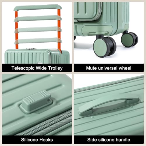 Joyway Hardshell Carry on Luggage Airline Approved with Front Pocket, Lightweight Hardside 20 Inch Suitcase with Spinner Wheels and TSA Lock (Green, Carry on Luggage-20 In)4