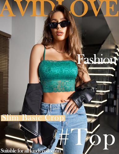 Image of Avidlove Bralettes for Women Lace Spaghetti Strap Tank Top Tube Slim Basic Camisole