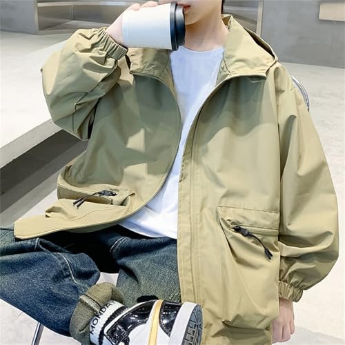 Betusline Boys Rain Jacket Waterproof Hooded Raincoat for Kids, 4-14 Years4