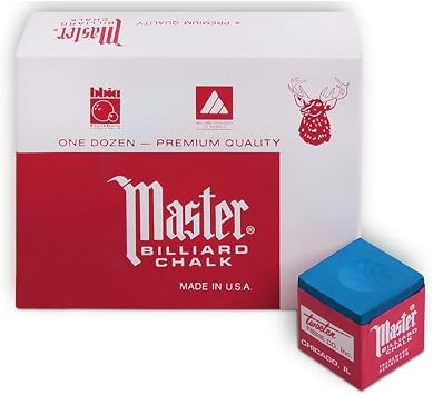Master Billiard Chalk Pool Cue Chalk Premium Quality - 1 Dozen - Made in The USA - Sky Blue