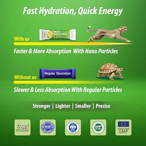 Image of Sainebio Nano Electrolyte Powder - 18 Lemon Lime Flavor Sachets | Hydration & Recovery Drink with Potassium, Vitamin C & B-Complex | Supports Energy, Electrolyte Balance & Immunity