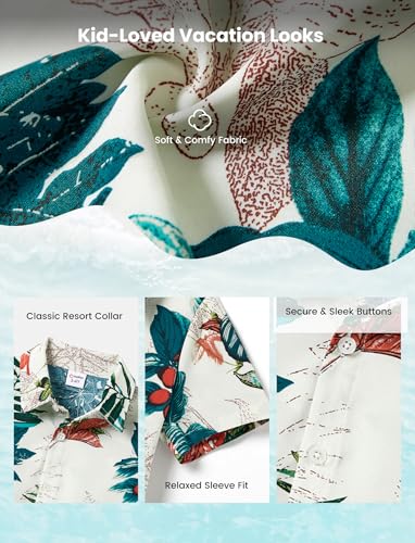 Image of PATPAT Family Hawaiian Matching Outfits - Mommy and Me Vacation Outfits | Halter Sundresses and Button Down Shirts,Caribbean Vacation Summer Tropical Outfits,Hawaiian Boho Tropical Floral Printed
