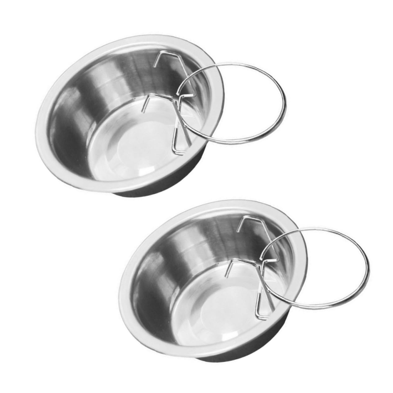 WOONEKY 2pcs Hanging Dog Bowl Set Stainless Steel Medium Size Cage Water Feeder Practical Dog Water Bowls for Pet Feeding