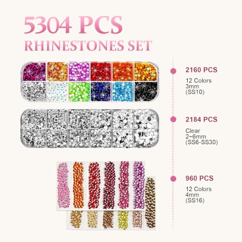 Image of Hotfix Applicator, DIY Hot Fix Rhinestone Applicator Wand Setter Tool Kit with 7 Different Sizes Tips-2 Rhinestone Pencil Pickers -Tweezers & Brush Cleaning kit and 2 Pack Hot-Fix Crystal Rhinestone