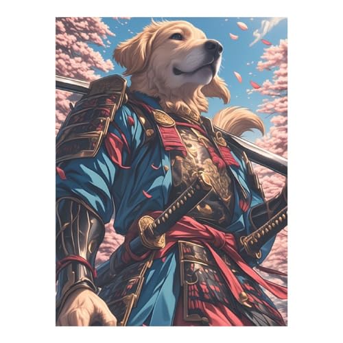 Peinture diamant samouraï Golden Retriever anti-stress kit de broderie strass 30x40cm