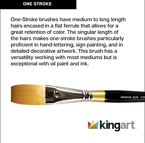 KINGART B-027 5 PC. Original Gold ONE Stroke Brush Art Set, Assorted 5 Piece, Set of 5 - Image 4