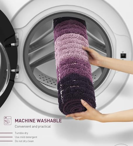 Image of Obsessions Soft & Plush Bath Mat | Quick Dry, Stain & Skid Resistant | Luxuriously Soft, Long Lasting Color | TPR Latex Backing, Size 50x80 cm, Mauve & Plum
