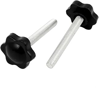 Aexit M6 Thread Knobs & Hand Wheels Dia Plastic Star Head Screw Bolts Clamping Knobs Grips Star Knobs Black 2pcs