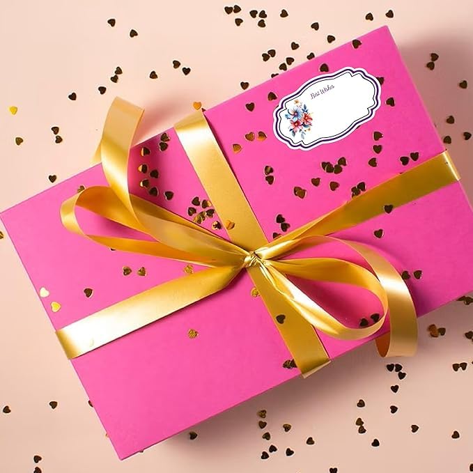 SEJASCOLLECTIONS Elegent Best Wishes Stickers Suitable for Gift Wrapping and Cover Notes -Set of 5 Designs x 10 Elegent Paper Gift Wrapper (Floral: Multicolor-Design May Vary) 4