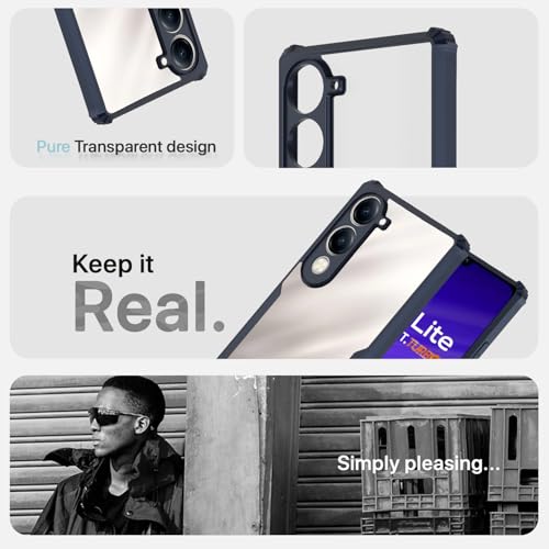 Image of Pikkme Back Cover for iQoo Z10 lite 5G / Vivo T4 lite 5G / Y19 5G / Y19e / Y04 4G / Y29s 5G | Ultra Hyrbid | Full Camera Protection | Raised Edge | Crystal Clear Transparent Bumper Case (Blue)
