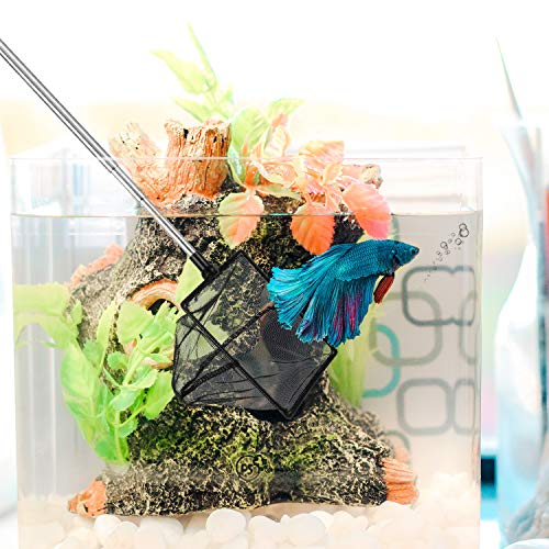 Image of Sumind 2 Pieces Fish Tank Net Aquarium Mesh Fishes Net Long Handle Fish Nets with Extendable 12.5-27.5 Inch Stainless Steel Catch Nets for Aquarium Accessories 4 & 6 Inch
