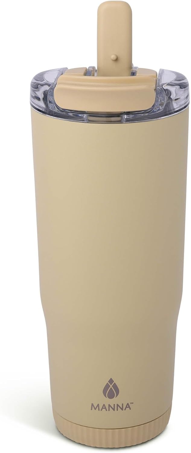 Manna Groove Stainless Steel Insulated Tumbler with Locking Tritan Lid and Flip-up Straw - 30 Oz - Dandelion Powder Coat - Image 2