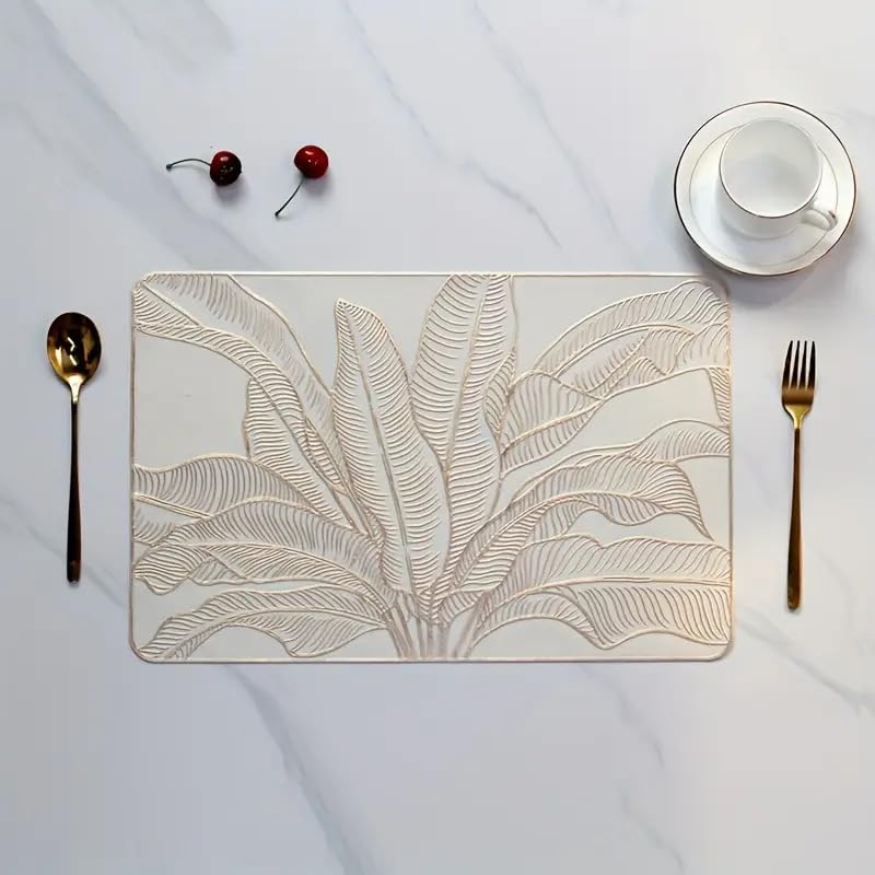 Image of Dakshya Industries PVC Waterproof Table Placemat & Table Runner Combo Set | 6 Dining Table Mats + 1 Runner | Heat Resistant, Washable, Non-Slip Table Mat Set (Dining Protect)