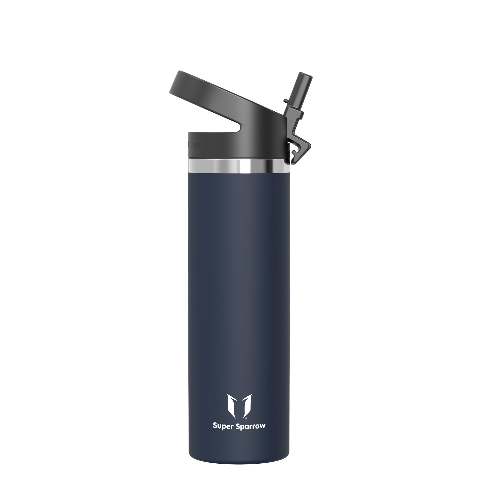Super Sparrow Water Bottle Insulated - 750ml - Wide Mouth Metal Bottle - Wide Mouth SwivelSip Flask - BPA Free, Leak Proof - Ergonomic Straw Water Bottles for Work, Gym, Travel, Sports