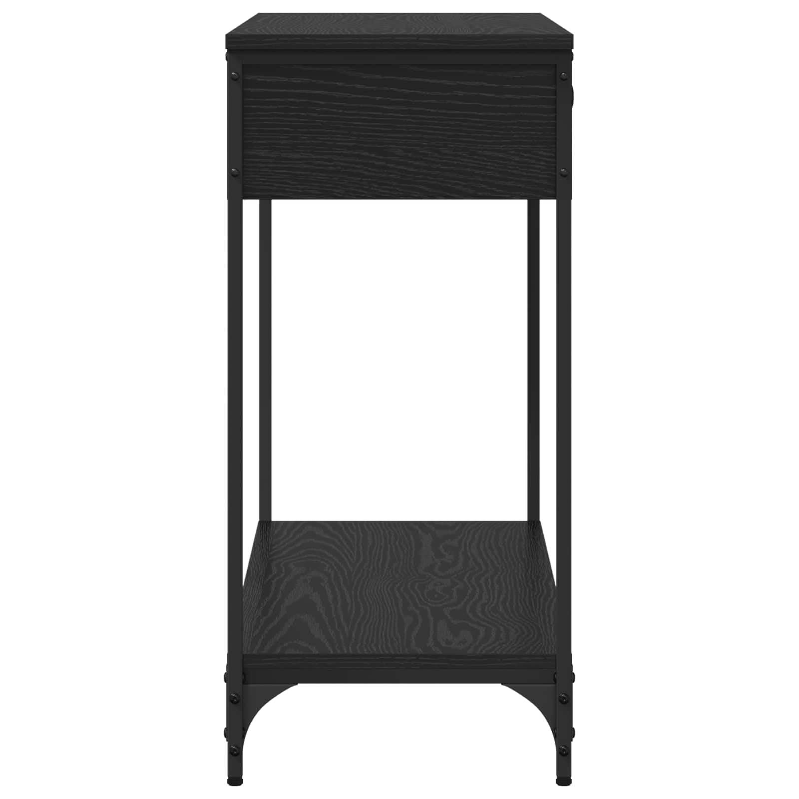 Stolik konsolowy, czarny, imitacja dębu, 100 x 34,5 x 75 cm, materiał drewnopochodny z szufladą i regałem, stabilny stolik pomocniczy do salonu, korytarza, sypialni