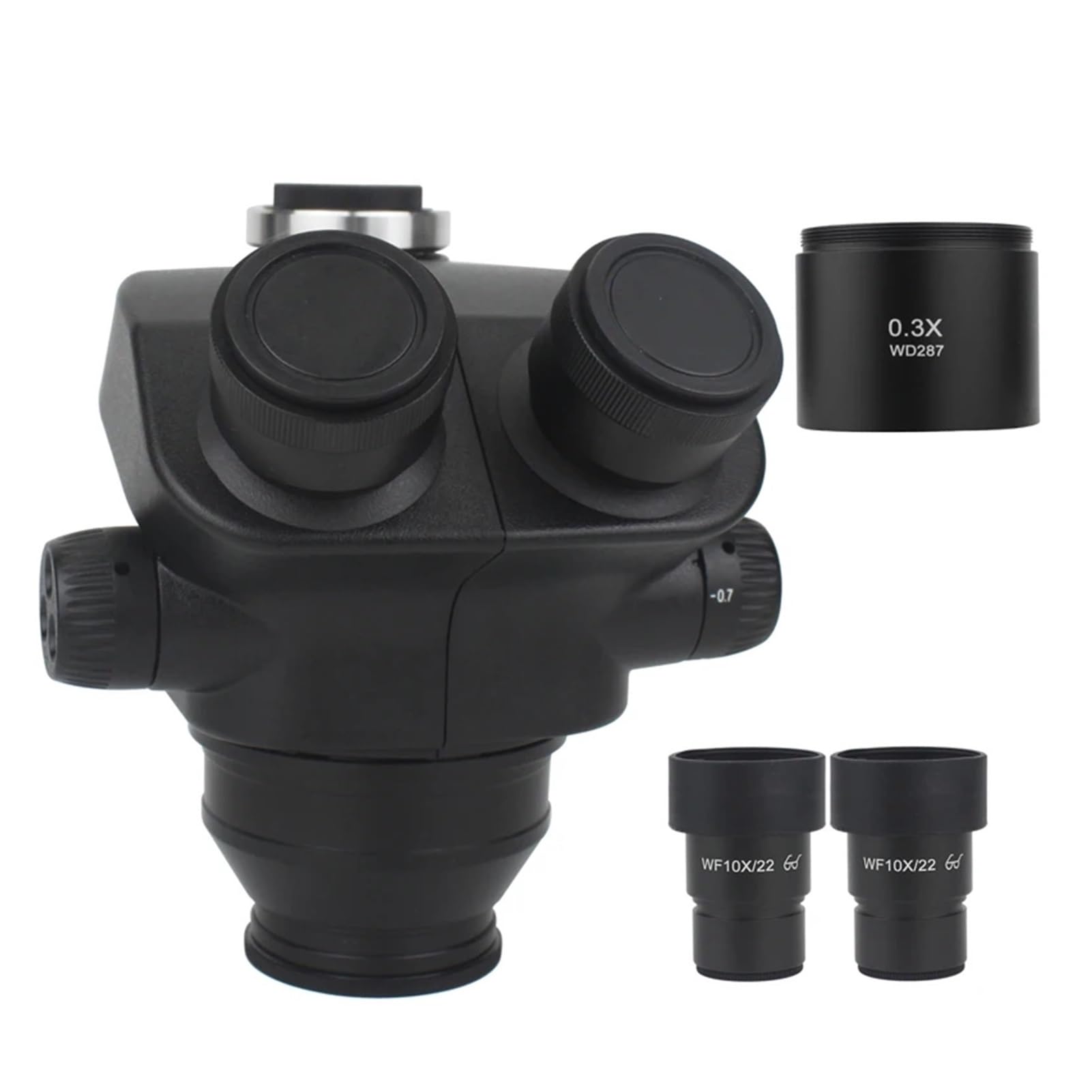 7X-45X 7X-50X Biżuteria Mikroskop stereoskopowy Trinokular Głowica Mikroskopu WF10X/22mm Okular Gumowe Osłony Oczu Akcesoria Mikroskopowe (Z 0,3x)