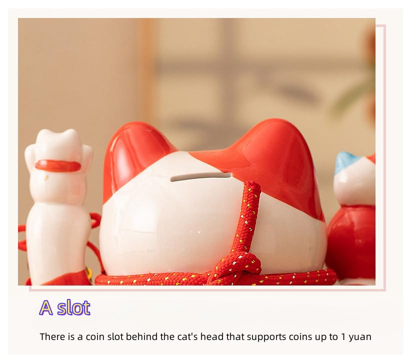 Amazon.com: Lucky Cat Coin Bank Style Ornately Decorated Porcelain