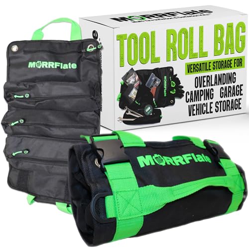 Off-Road Tool Roll Organizer - Heavy-Duty 600D Roll-Up Bag with 3 Rip-Away Zipper Pockets & 1 Built-in Pocket - Versatile Tool Storage for Overlanding, Bag Organizer, Camping, Garage & Vehicle Storage