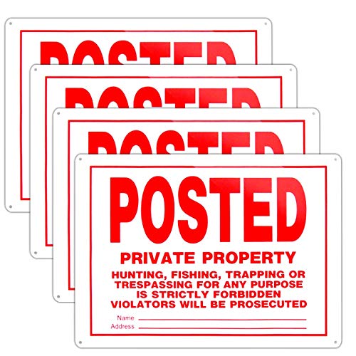 Posted No Trespassing Sign Private Property No Hunting 10x14 4 Pack