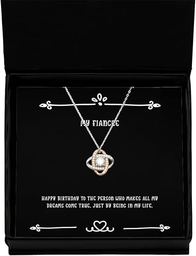 Feliz cumpleaños a la persona que hace todos mis sueños. Collar de oro rosa con nudo de amor, regalo de prometida de, joyería reutilizable para,