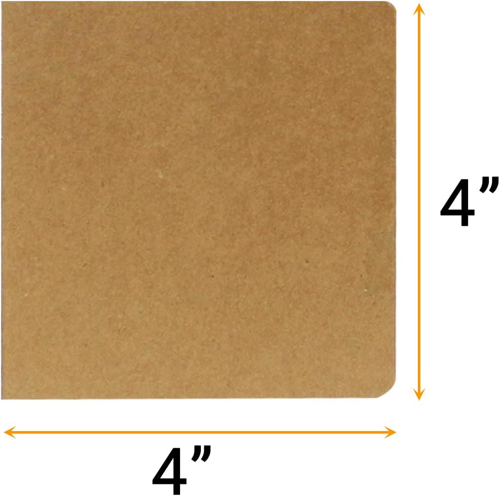 24 Pack Mini Kraft Paper Blank Notebook, 4 x 4 inch Unlined Journals Sketchbooks Pocket Journal for Kids, Students,Travelers