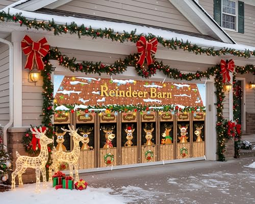 HunnmingRe 16 x 7Ft Christmas Garage Door Banner Decoration Magnetic Garage Door Covers Large Christmas Backdrop Decorations for Indoor Outdoor Xmas Party(Reindeer) by HunnmingRe - Image 7