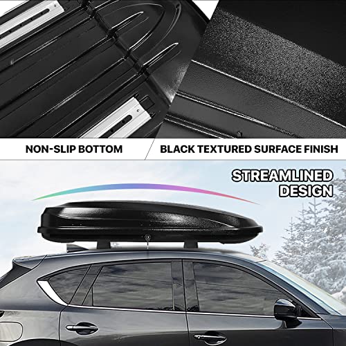 Image of DNA Motoring Extra Long XXL Rooftop Cargo Carrier Box Lockable Heavy Duty Car Top Storage Case w /Lock+Keys, 110Lb Capacity, 17 Cubic Ft.(Textured Black),PT-ZTL-8295-BK