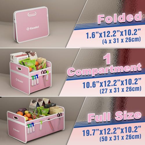 Image of K KNODEL Foldable Trunk Storage Organizer for Car and Suv (Small, Pink) | Collapsible Car Storage Organizer, Car Organizers and Storage for Sedan, Cargo Organizer, Car Bin, Basket,Bag, Organization