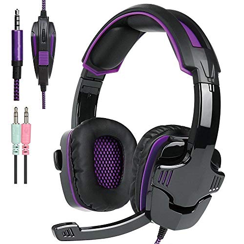 Casque de jeu 7.1 violet pour s'immerger sur ordinateur portable et PC