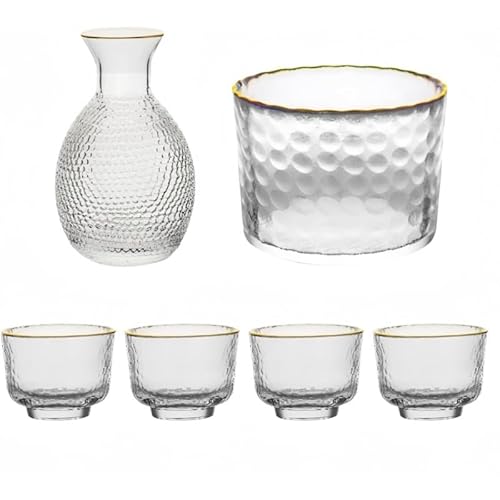 ZLBYXLU ワインウェアセット日本酒器セット 耐熱ガラス製和風 ワイングラス 冷酒・熱燗両用 滑り止め加工 ギフト対応 還暦/退職祝/結婚祝 居酒屋風味再現 プロ仕様酒器 伝統意匠 現代機能 (A)