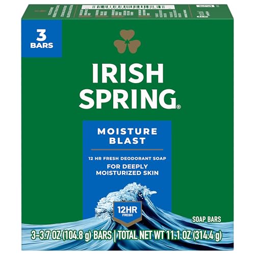 Image of Irish Spring Bar Soap for Men,Moisture Blast,3.7 Oz,(Pack of 48)