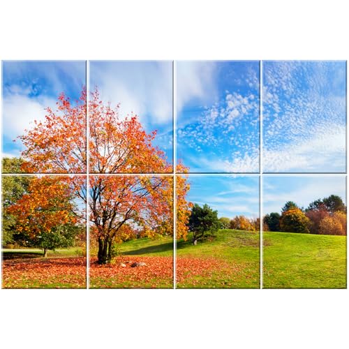 HIRESC 8 Pack Art Acoustic Panels Soundproof Wall Foam, 48X32 Inches Sound Absorbing Panels, Decorative Sound Blocker, Acoustic Treatment for Recording Studio, Maple Tree