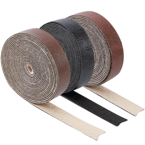 GORGECRAFT 6m 3 Farben 12.5mm Breite Lederstreifen Flaches Lederband 1.2mm Dick Genarbtes Kunstleder Riemen Flechtfäden Seil Für Heimwerker Gitarre Gürtel Armband Schmuckherstellung Werkzeugwerkstatt