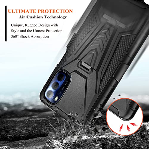 Nznd NZNDMOTOG5G22HSTBLK Case For Motorola Moto G 5G (2022) With Tempered Glass Screen Protector (Maximum Coverage), Belt Clip Holster thumb #4