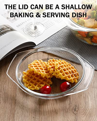 Round Glass Casserole Dish With Lid For Oven Covered Glass Casseroles Ovenware With Glass Lid, Glass Microwavable Bowls (1.5L) #TOP3