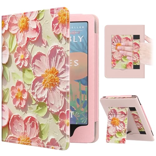 Image of MoKo Case for 7 inch /6.8 inch Kindle Paperwhite(12th /11th Gen-2024 /2021) and Kindle Colorsoft Signature Edition, Slim PU Shell Cover Case with Auto-Wake /Sleep for Kindle Paperwhite 2024, Peach Blossom