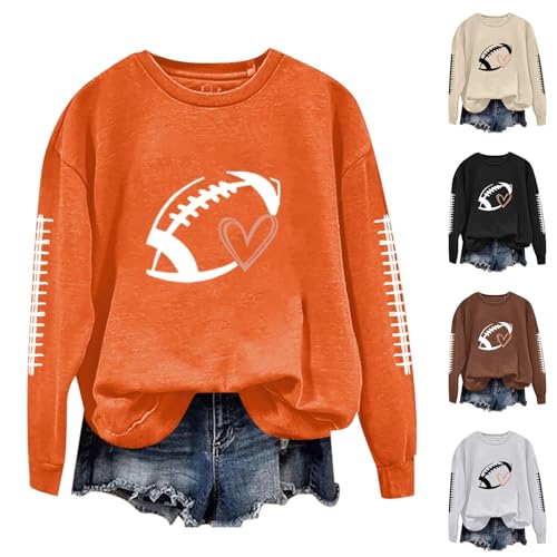 Football Sweatshirt For Women FootBall Heart Graphic Print Casual Long Sleeve Crewneck Tops 2025 Fall Winter Pullover