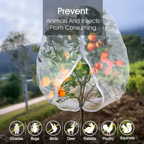 Fruit Tree Netting, RIFNY 3.9 X 3.3 FT Blueberry Bush Netting Cover with Zipper Drawstring, Outdoor Mosquito Net Garden Netting Cover Protector Plant from Birds Cicadas Animals Insect (4 PCS, White) by RIFNY - Image 5