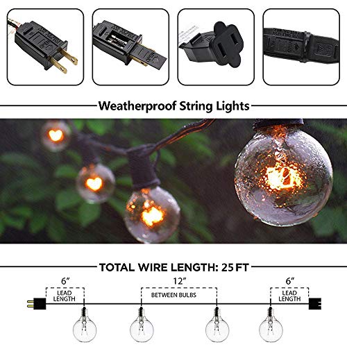 Vmanoo VG4027B Outdoor String Lights 25Ft Globe Patio Lighting Waterproof G40 Bulbs thumb #6