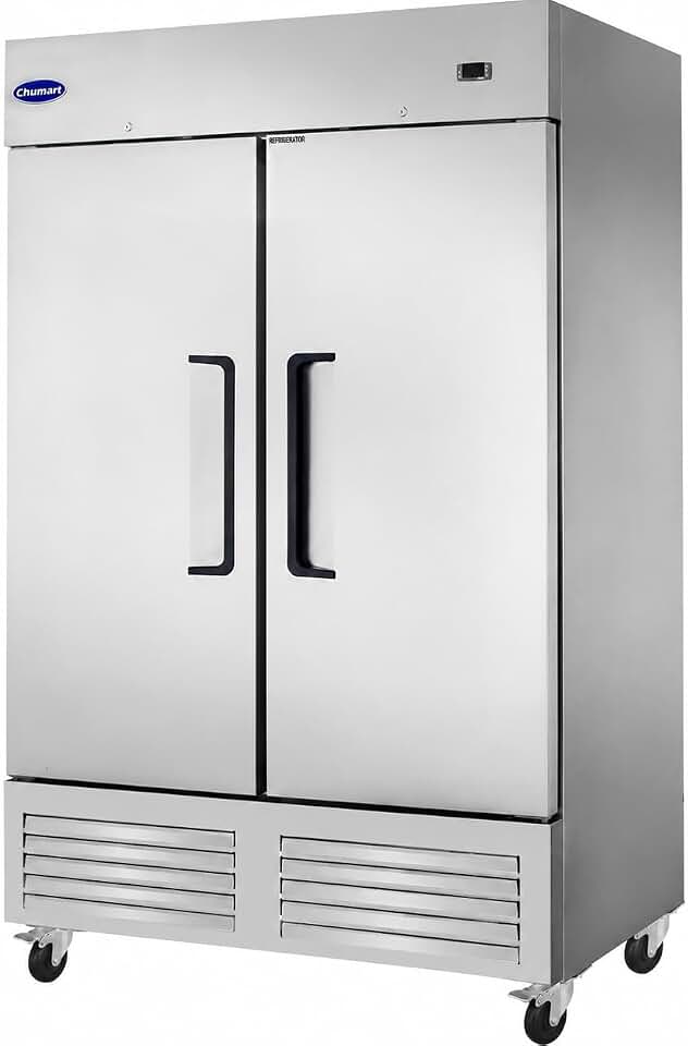 54" W Commercial Refrigerator with 2 door Stainless Steel 49 Cu. Ft Reach-in Refrigerator 6 Adjustable shelves Fan Cooling Fridge for Restaurant, Commercial Kitchen, Shop, ETL Certification