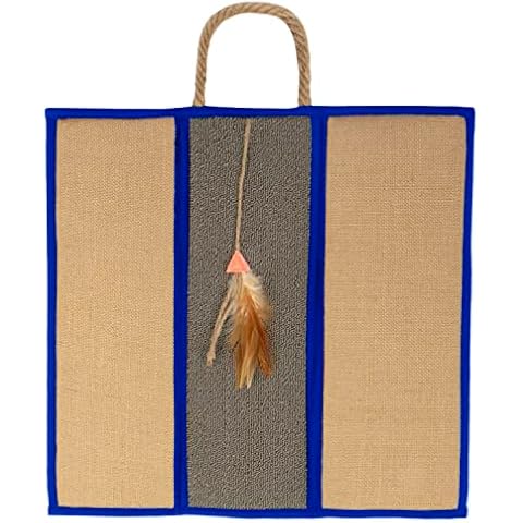 SmartyKat Clever Claws Carpet & Burlap Hanging Cat Scratch Mat - Brown/Gray/Blue, One Size Cover