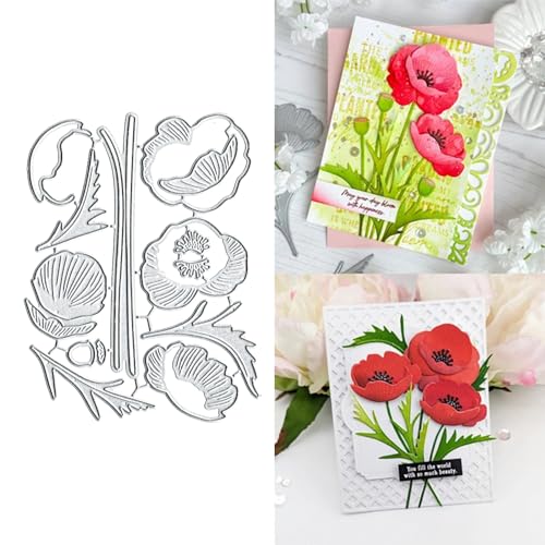 Matrices de découpe coquelicots pochoir scrapbooking fleur cadre métal - 7