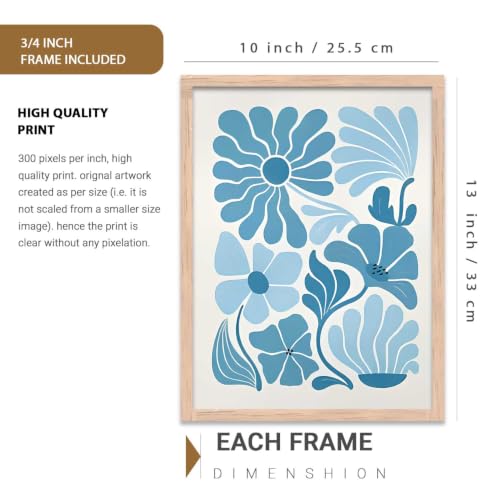 Image of kotart Aesthetic Boho Floral Painting Wall Art Home Decoration | Abstract Floral Aesthetic Paintings With Frame For Living Room Bed Room Hotel Wall Decor Digital Reprint Set of 3 (10X13 inch)