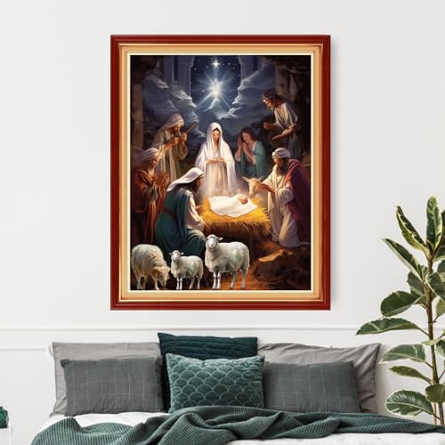 Image of Funxvoot Stamped Cross Stitch Kits Beginners Full Range of Embroidery Kits for Adults 11CT Embroidery Patterns Needlepoint Kits Printed Cross Stitch Kits-Nativity 16x20 inch